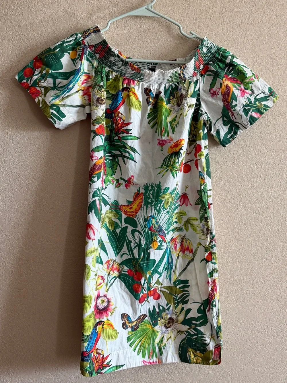 J.Crew Tropical Botanical Off-the-Shoulder Dress Size 6